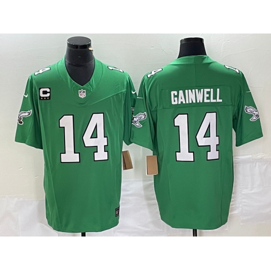 Men's Nike Philadelphia Eagles #14 Kenneth Gainwell Green 2023 F.U.S.E. C Stitched Football Jersey - Ujersey