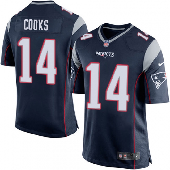 Men's Nike New England Patriots #14 Brandin Cooks Game Navy Blue Team Color NFL Jersey - Ujersey