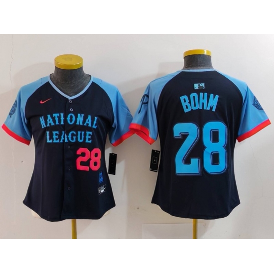 Women's Philadelphia Phillies #28 Alec Bohm Number Navy 2024 All Star Limited Stitched Jersey - Ujersey