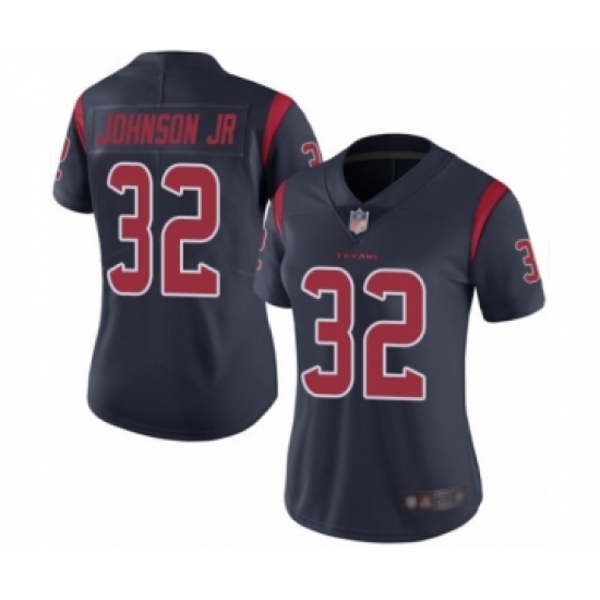 Women's Houston Texans #32 Lonnie Johnson Limited Navy Blue Rush Vapor Untouchable Football Jersey - Ujersey
