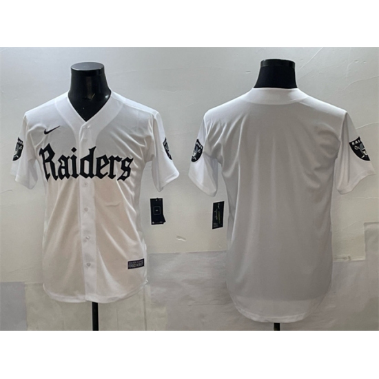 Men's Las Vegas Raiders Blank White 'Gothic Sin City Shadows Edition' Vapor Limited Stitched Baseball Jersey - Ujersey