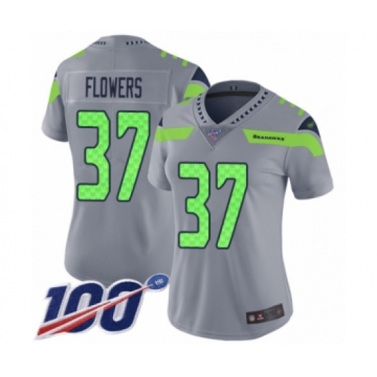 Women's Seattle Seahawks #37 Tre Flowers Limited Silver Inverted Legend 100th Season Football Jersey - Ujersey