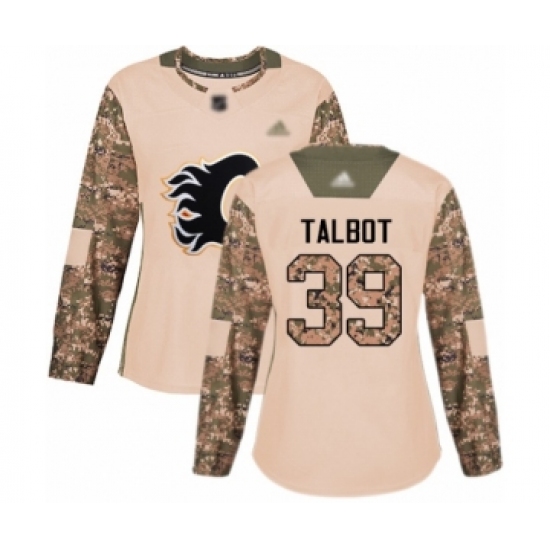 Women's Calgary Flames #39 Cam Talbot Authentic Camo Veterans Day Practice Hockey Jersey - Ujersey