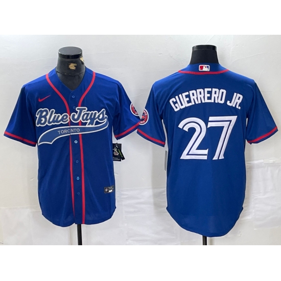 Men's Toronto Blue Jays #27 Vladimir Guerrero Jr Blue Cool Base Stitched Jersey