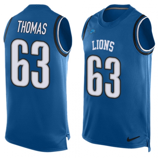 Men's Nike Detroit Lions #63 Brandon Thomas Limited Light Blue Player Name & Number Tank Top NFL Jersey - Ujersey