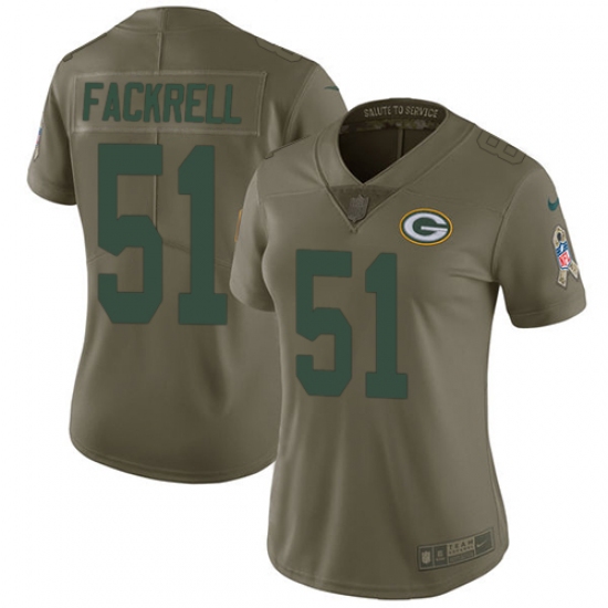 Women's Nike Green Bay Packers #51 Kyler Fackrell Limited Olive 2017 Salute to Service NFL Jersey - Ujersey