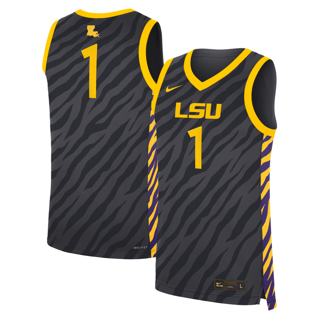 Unisex Nike #1 Anthracite LSU Tigers Replica Basketball Jersey - Ujersey