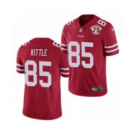 Men's San Francisco 49ers #85 George Kittle Red 2021 75th Anniversary Vapor Untouchable Limited Jersey - Ujersey