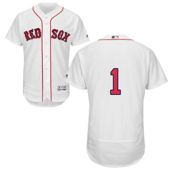 Men's Majestic Boston Red Sox #1 Bobby Doerr White Home Flex Base Authentic Collection MLB Jersey - Ujersey