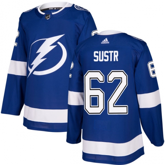 Men's Adidas Tampa Bay Lightning #62 Andrej Sustr Premier Royal Blue Home NHL Jersey - Ujersey