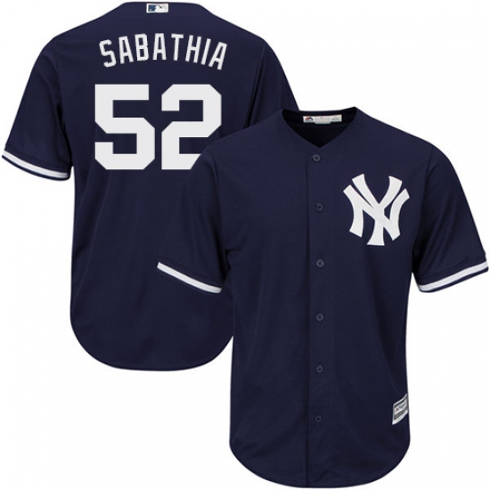 Men's Majestic New York Yankees #52 C.C. Sabathia Replica Navy Blue Alternate MLB Jersey - Ujersey
