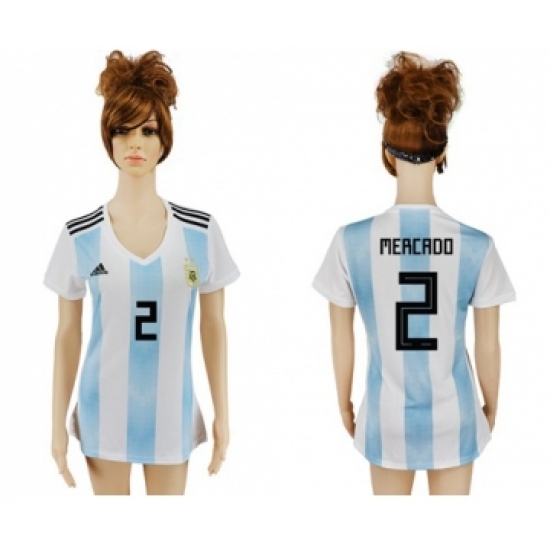 Women's Argentina #2 Mercado Home Soccer Country Jersey