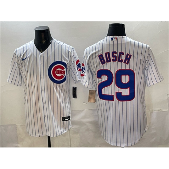 Men's Chicago Cubs #29 Michael Busch White Cool Base Stitched Baseball Jersey - Ujersey