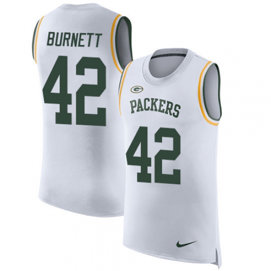 Men's Nike Green Bay Packers #42 Morgan Burnett Limited White Rush Player Name & Number Tank Top NFL Jersey - Ujersey