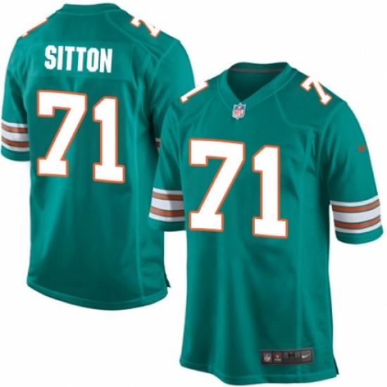 Men's Nike Miami Dolphins #71 Josh Sitton Game Aqua Green Alternate NFL Jersey - Ujersey