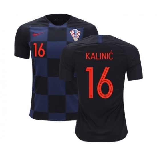 Croatia #16 Kalinic Away Kid Soccer Country Jersey