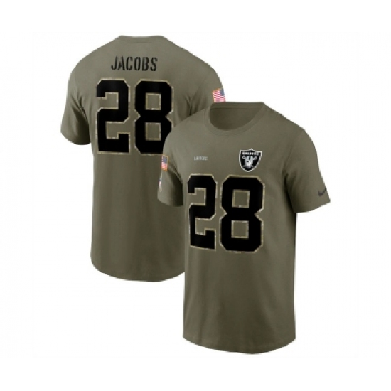 Men's Las Vegas Raiders #28 Josh Jacobs 2022 Olive Salute to Service T-Shirt - Ujersey