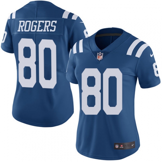 Women's Nike Indianapolis Colts #80 Chester Rogers Limited Royal Blue Rush Vapor Untouchable NFL Jersey - Ujersey