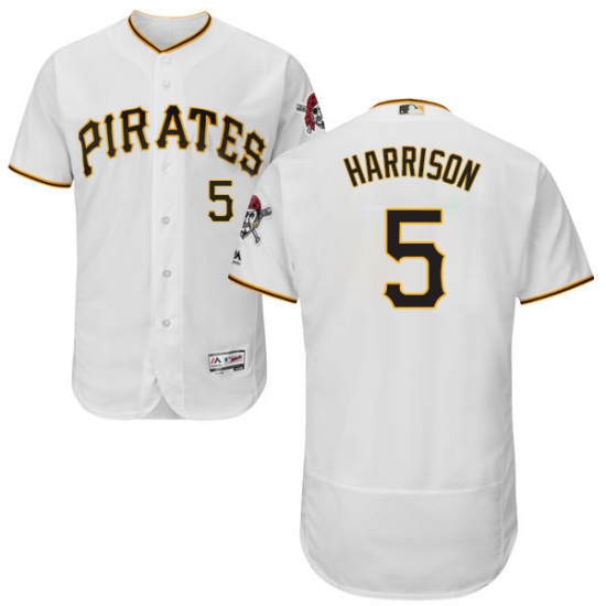 Men's Majestic Pittsburgh Pirates #5 Josh Harrison White Home Flex Base Authentic Collection MLB Jersey - Ujersey