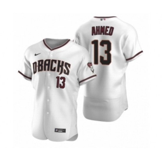 Men's Arizona Diamondbacks #13 Nick Ahmed Nike White Crimson Authentic 2020 Home Jersey - Ujersey