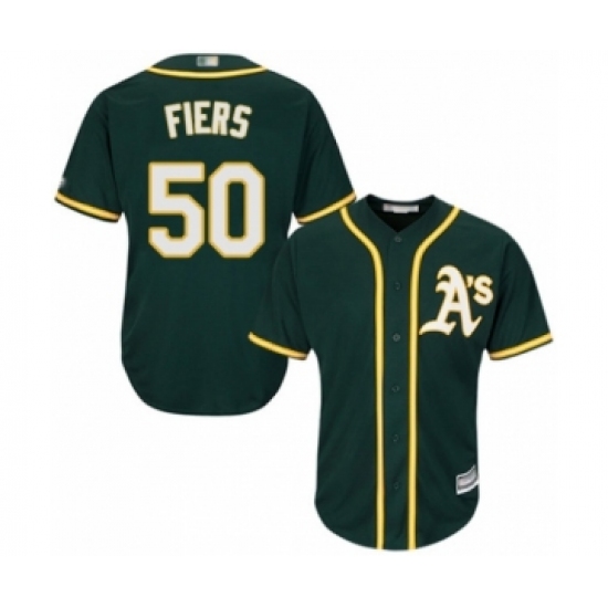 Youth Oakland Athletics #50 Mike Fiers Authentic Green Alternate 1 Cool Base Baseball Player Jersey - Ujersey