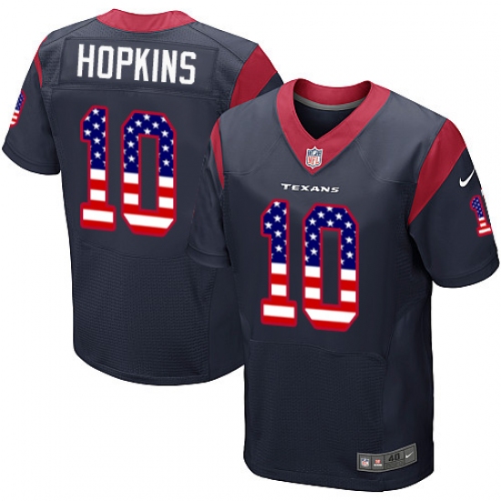 Men's Nike Houston Texans #10 DeAndre Hopkins Elite Navy Blue Home USA Flag Fashion NFL Jersey - ujerseystore