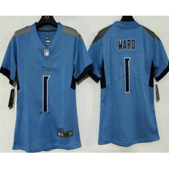 Women's Tennessee Titans #1 Cameron Ward Limited Blue Vapor Jersey - Ujersey