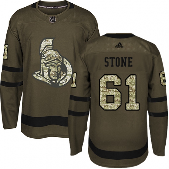 Men's Adidas Ottawa Senators #61 Mark Stone Authentic Green Salute to Service NHL Jersey - Ujersey