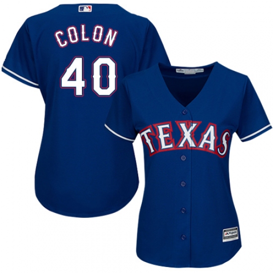 Women's Majestic Texas Rangers #40 Bartolo Colon Authentic Royal Blue Alternate 2 Cool Base MLB Jersey - Ujersey