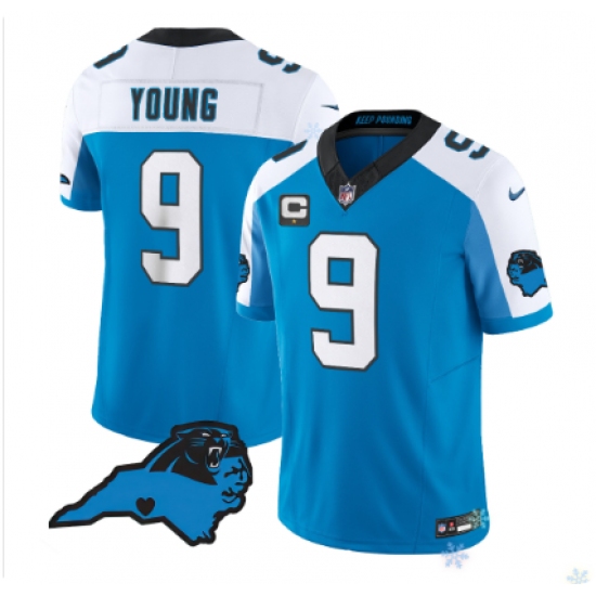 Men's Carolina Panthers #9 Bryce Young White-Blue Vapor Limited Jersey