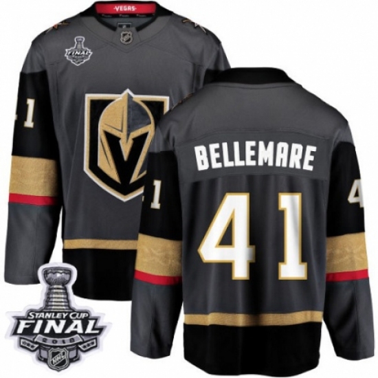 Men's Vegas Golden Knights #41 Pierre-Edouard Bellemare Authentic Black Home Fanatics Branded Breakaway 2018 Stanley Cup Final NHL Jersey - Ujersey