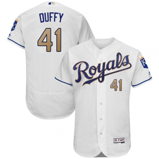 Men's Majestic Kansas City Royals #41 Danny Duffy White Flexbase Authentic Collection MLB Jersey - Ujersey