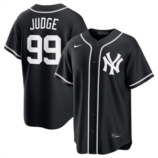 Men's New York Yankees #99 Aaron Judge Black Out Stitched Baseball Jersey - Ujersey