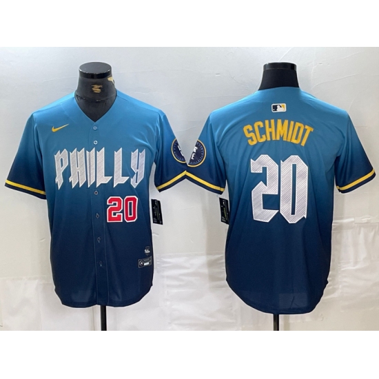 Men's Philadelphia Phillies #20 Mike Schmidt Blue 2024 City Cool Base Jerseys - Ujersey