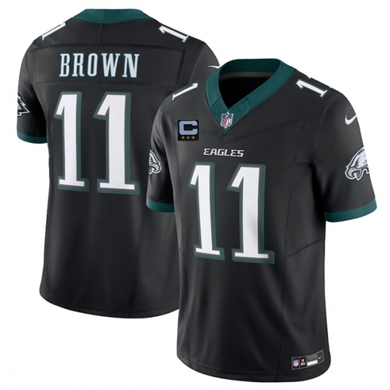 Men's Philadelphia Eagles #11 A.J. Brown Black 2025 F.U.S.E. With 3-Star C Vapor Untouchable Limited Throwback Stitched Football Jersey - Ujersey