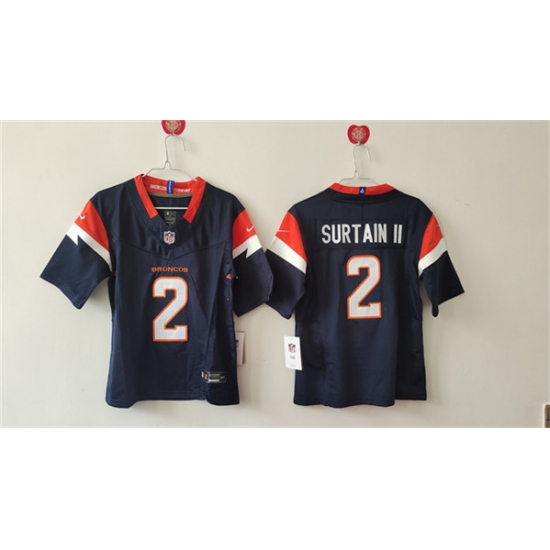 Women's Denver Broncos #2 Pat Surtain II Navy 2024 F.U.S.E. Vapor Stitched Jersey(Run Small) - Ujersey