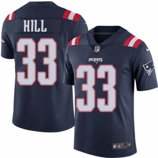Men's Nike New England Patriots #33 Jeremy Hill Limited Navy Blue Rush Vapor Untouchable NFL Jersey - Ujersey
