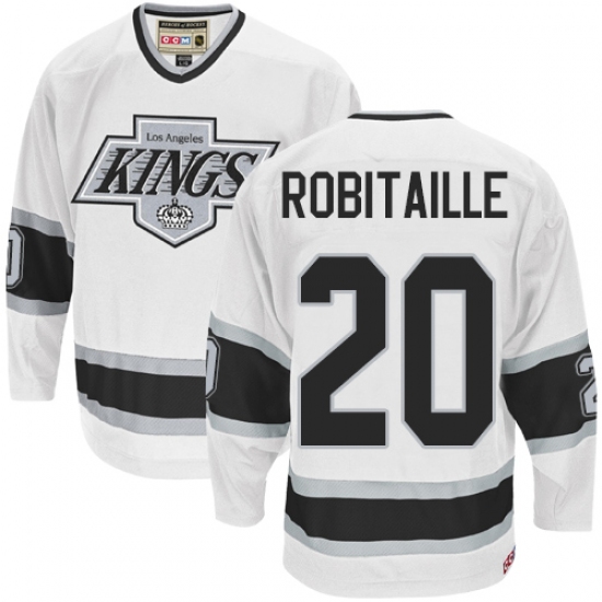 Men's CCM Los Angeles Kings #20 Luc Robitaille Premier White Throwback NHL Jersey
