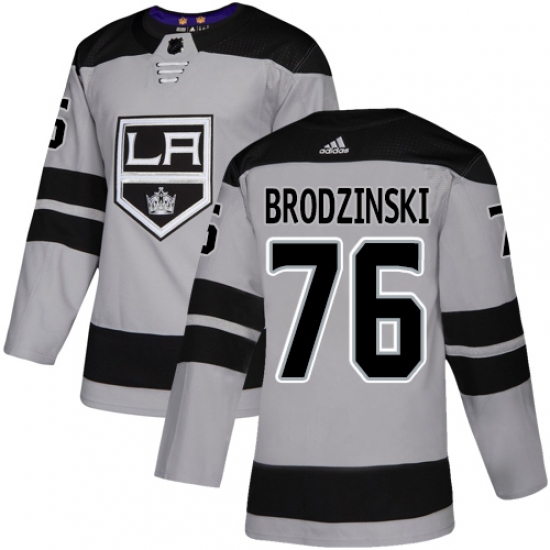 Youth Adidas Los Angeles Kings #76 Jonny Brodzinski Authentic Gray Alternate NHL Jersey - Ujersey