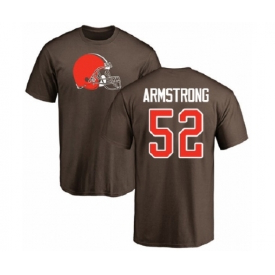 Football Cleveland Browns #52 Ray-Ray Armstrong Brown Name & Number Logo T-Shirt - Ujersey