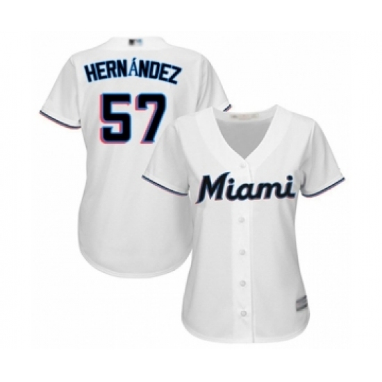 Women's Miami Marlins #57 Elieser Hernandez Authentic White Home Cool Base Baseball Player Jersey - Ujersey