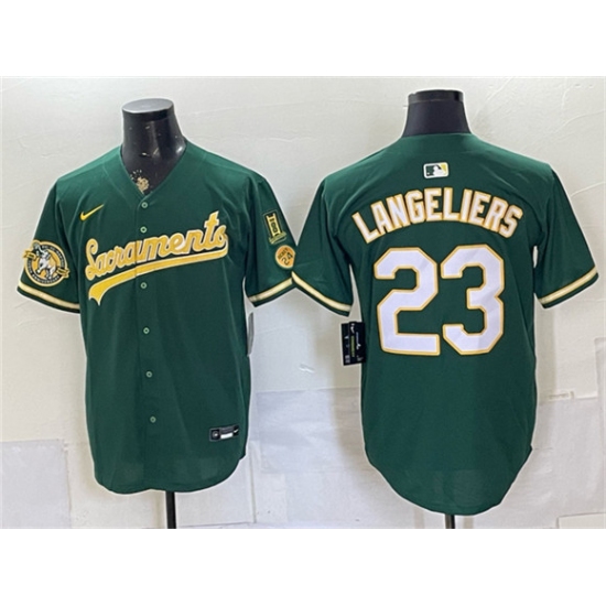 Men's Oakland Athletics #23 Shea Langeliers 2026 Green Alternate Sacramento Celebrating 125 Years Vapor Limited Stitched Baseball Jersey