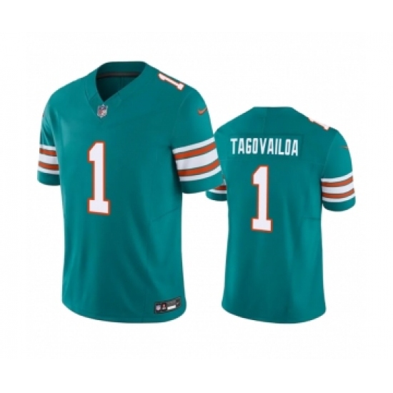 Men's Miami Dolphins #1 Tua Tagovailoa Aqua 2023 F.U.S.E Vapor Limited Stitched Football Jersey - Ujersey