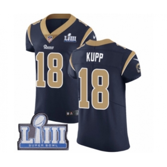 Men's Nike Los Angeles Rams #18 Cooper Kupp Navy Blue Team Color Vapor Untouchable Elite Player Super Bowl LIII Bound NFL Jersey - Ujersey