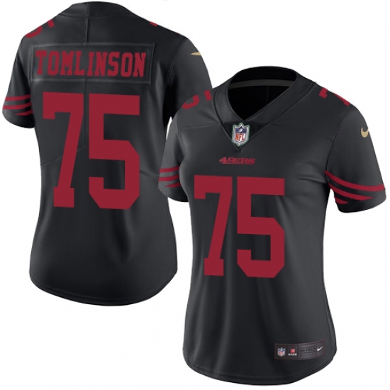 Women's Nike San Francisco 49ers #75 Laken Tomlinson Limited Black Rush Vapor Untouchable NFL Jersey - Ujersey