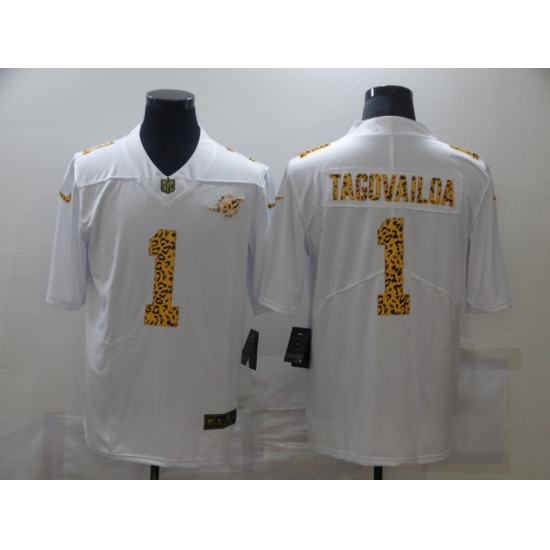 Men's Miami Dolphins #1 Tua Tagovailoa White Nike Leopard Print Limited Jersey - Ujersey