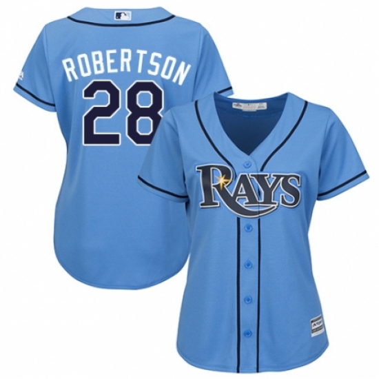 Women's Majestic Tampa Bay Rays #28 Daniel Robertson Replica Light Blue Alternate 2 Cool Base MLB Jersey - Ujersey