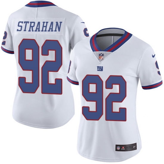 Women's Nike New York Giants #92 Michael Strahan Limited White Rush Vapor Untouchable NFL Jersey - Ujersey