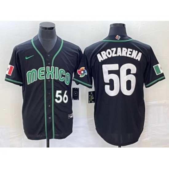 Men's Mexico Baseball #56 Randy Arozarena Number 2023 Black World Classic Stitched Jersey4