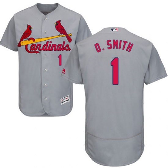 Men's Majestic St. Louis Cardinals #1 Ozzie Smith Grey Road Flex Base Authentic Collection MLB Jersey - Ujersey